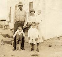  From top left to right are Perry Woodson Turner, Mary Bulah Speed-Turner, Charles Edward Turner (baby), (bottom) Wesley Woodson Turner, and Lester Henry Turner. It is believed that this photo was taken on a ranch in Cimmarron County, Oklahoma (north of Dalhart, TX).